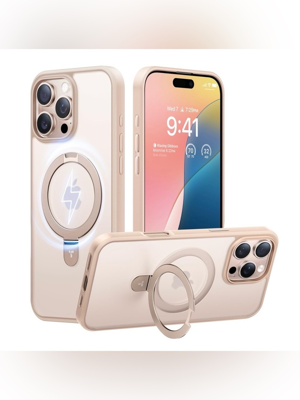 Premium MagSafe-Compatible Ring Case for iPhone - Rose Gold